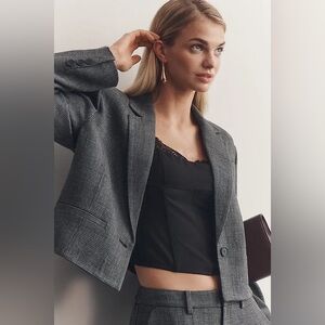 Anthropologie Maeve Boxy Cropped Blazer